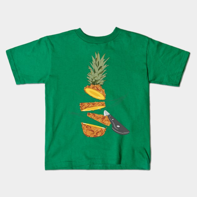 Slicing Pineapple Kids T-Shirt by Fruit Tee